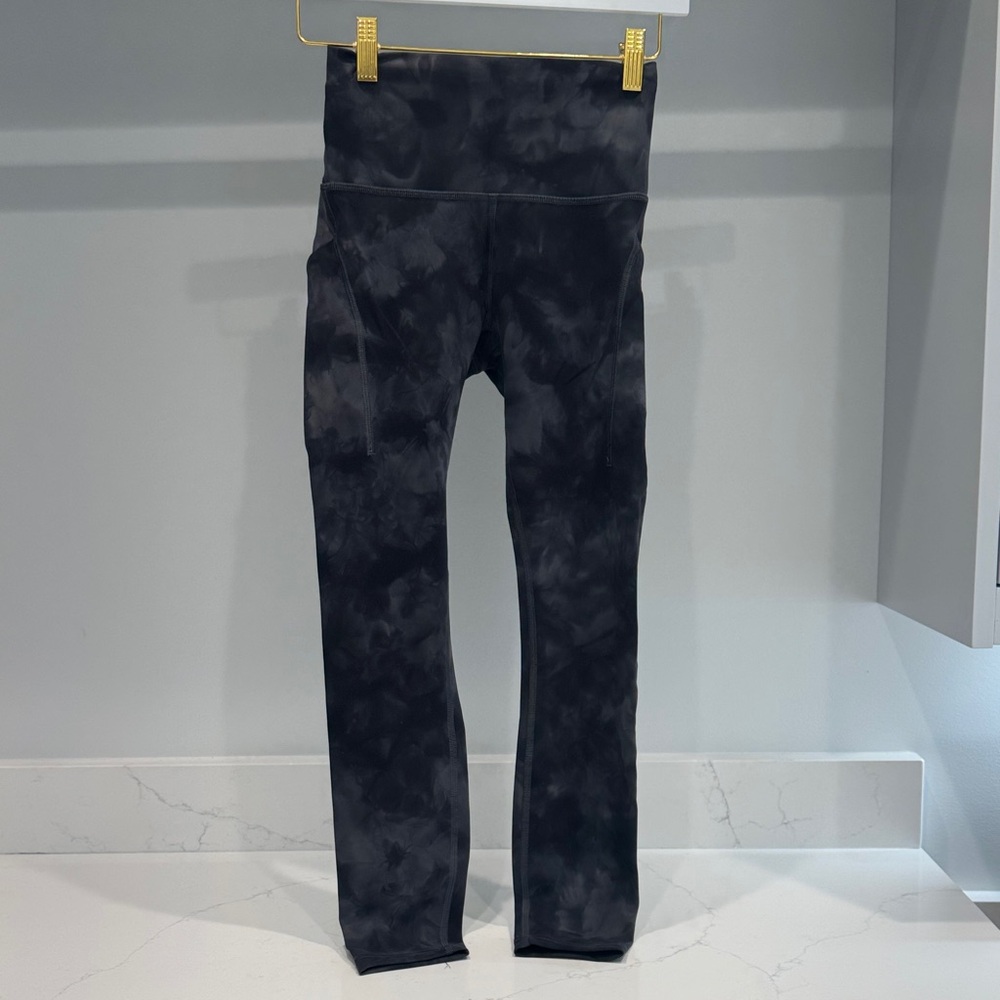 Lululemon Wunder Under Train Black Tie-Dye Leggings